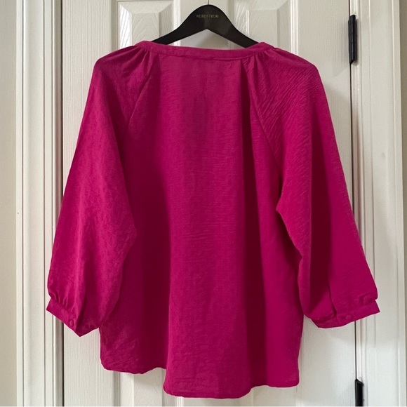 Adrienne Vittadini Fuchsia 3/4 Balloon Sleeve Button-Up Blouse NWT Size XL - Picture 2 of 9